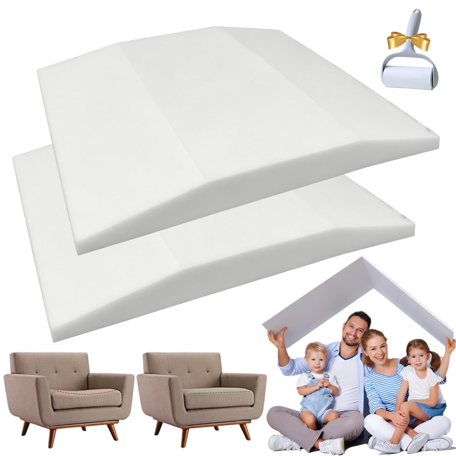 Couch Cushion Support For Sagging Seat, 50×50cm Sofa Cushion Support For Sagging Seat, Sofa Support Boards, High Density Foam Sofa Seat Support For Loveseats Chairs Couch (2 White,Trapezoidal)