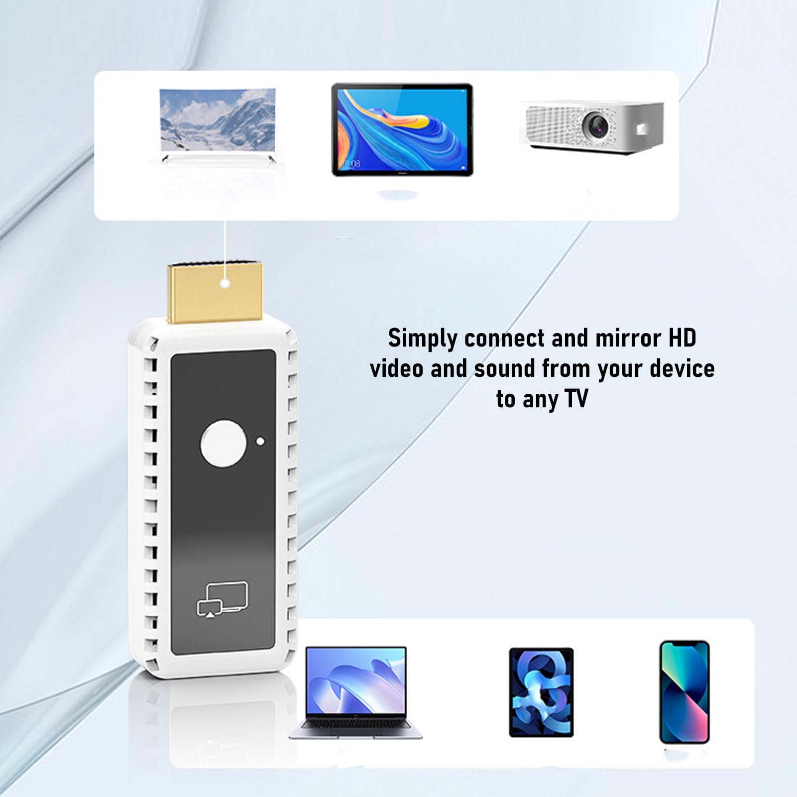Tonysa Wireless HD Multimedia Nadajnik i Odbiornik, Dekodowanie 4K 1080p Wyjściowe, Podwójny Pasmo 2.4G/5G, Plug & Play, do Przesyłania Strumieniowego do Telewizji/projektora, Typ C