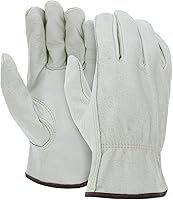Palmer Safety 12 Pairs Heavy Duty Cowhide Leather Work Gloves - Durable Abrasion-Resistant for Construction, Farming & Driving