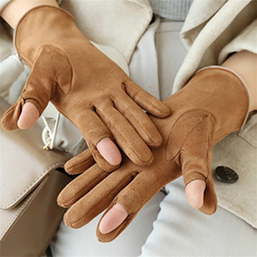 Xzeit Guantes más cálidos, guantes cálidos de invierno, elegantes guantes de conducción de ciclismo de perlas para mujer, guantes de terciopelo grueso para pantalla táctil