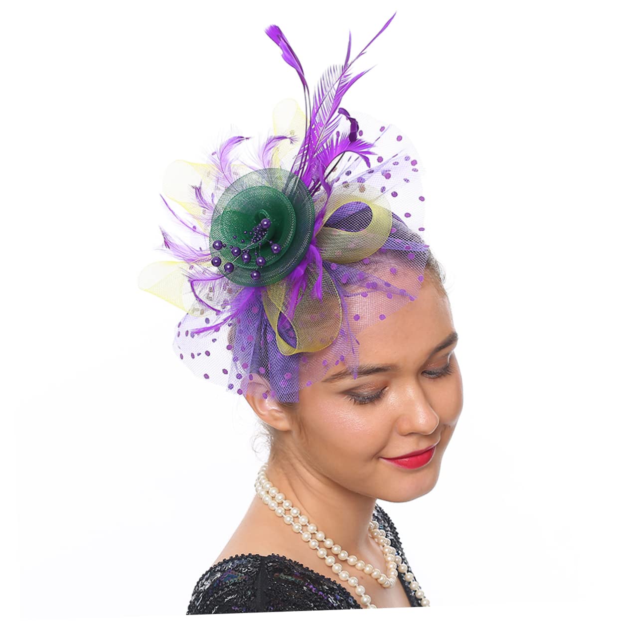 Abaodam 4pezzi Fascinator Da Sposa Con Fiori Colorati e Rete Per Tea Party e Matrimonio Accessorio Elegante Per Donne Per Cerimonie e Occasioni Speciali