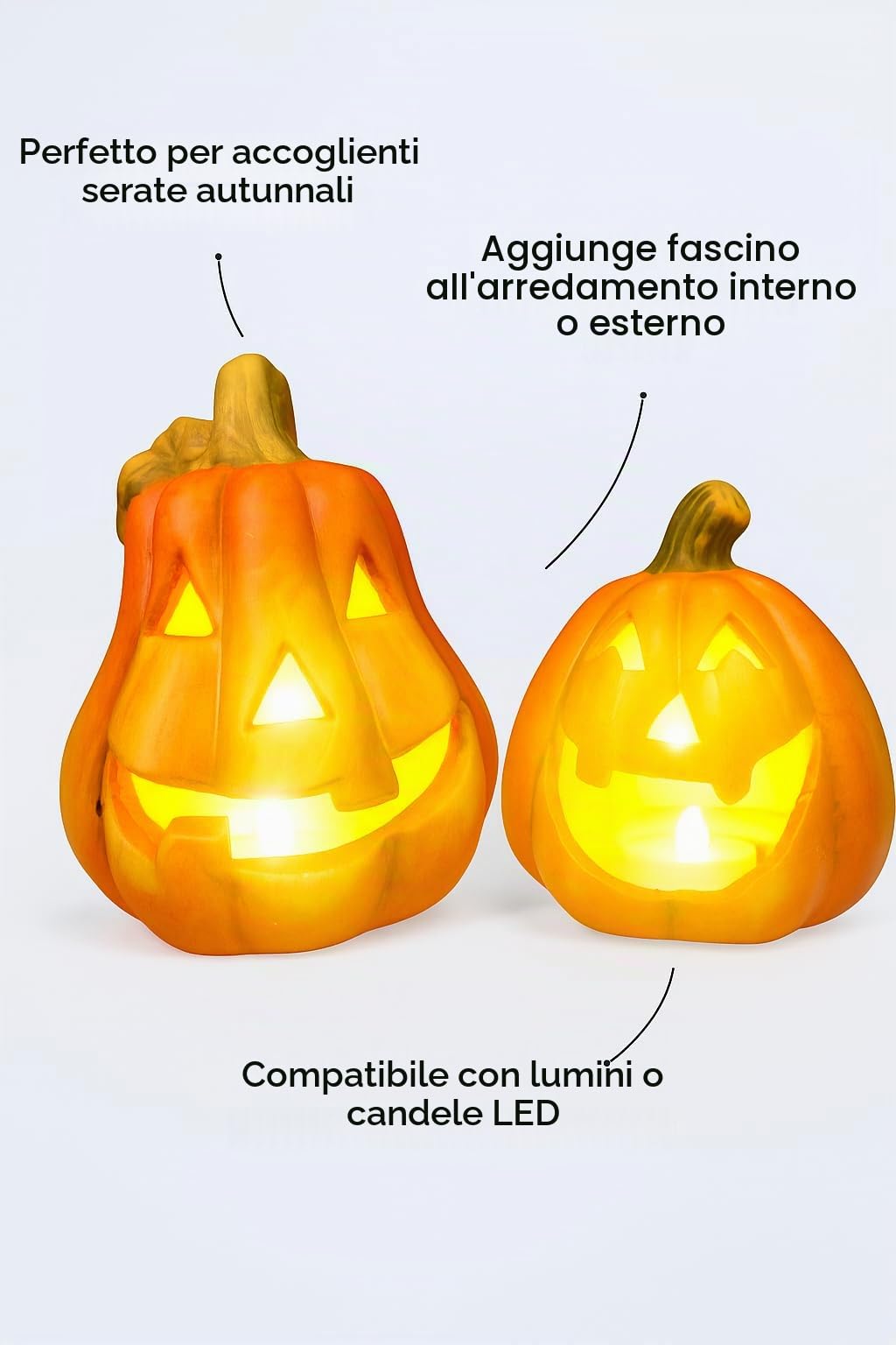 khevga Decorazioni di Halloween zucche Decorazione Set di 2 portacandele
