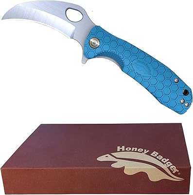 Honey Badger Claw Smooth Pocket Knife - Pocket Knife for Men - Steel Blade, Lightweight Knife, Folding Utility EDC - Utility Knife - Survival Knife - Reversible Pocket Clip - Medium (Claw Smooth Medium Blue HB1149)