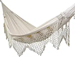 Rede de Dormir e Descanso Safira Casal Extra 100% Algodão Jaguaruana. (Bege - Fio cru)