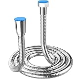 Duschschlauch 1,5m, Edelstahl Ersatz Hochdruck-Duschrohr Knickschutz Brauseschlauch,Anti-Knick & Leckfrei, Standard G1/2 Zoll Anschluss mit Messinganschlüssen und Dichtungenfür Badarmaturen, Silber