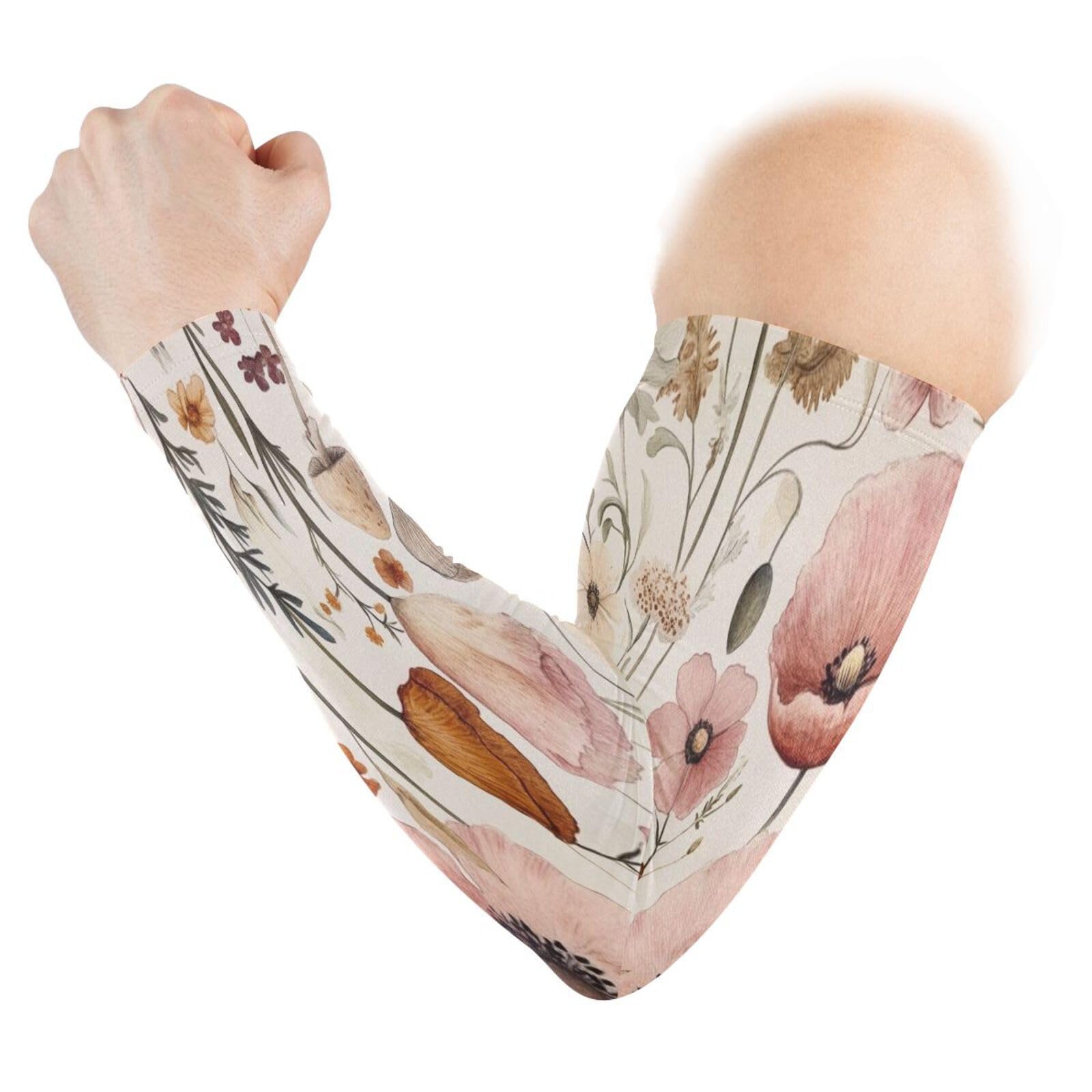 Kigai Poppy Wildflowers UV Sun Protection Arm Sleeves for Men Women Cooling Compression Sports Arm Sleeves Tattoo Cover Up