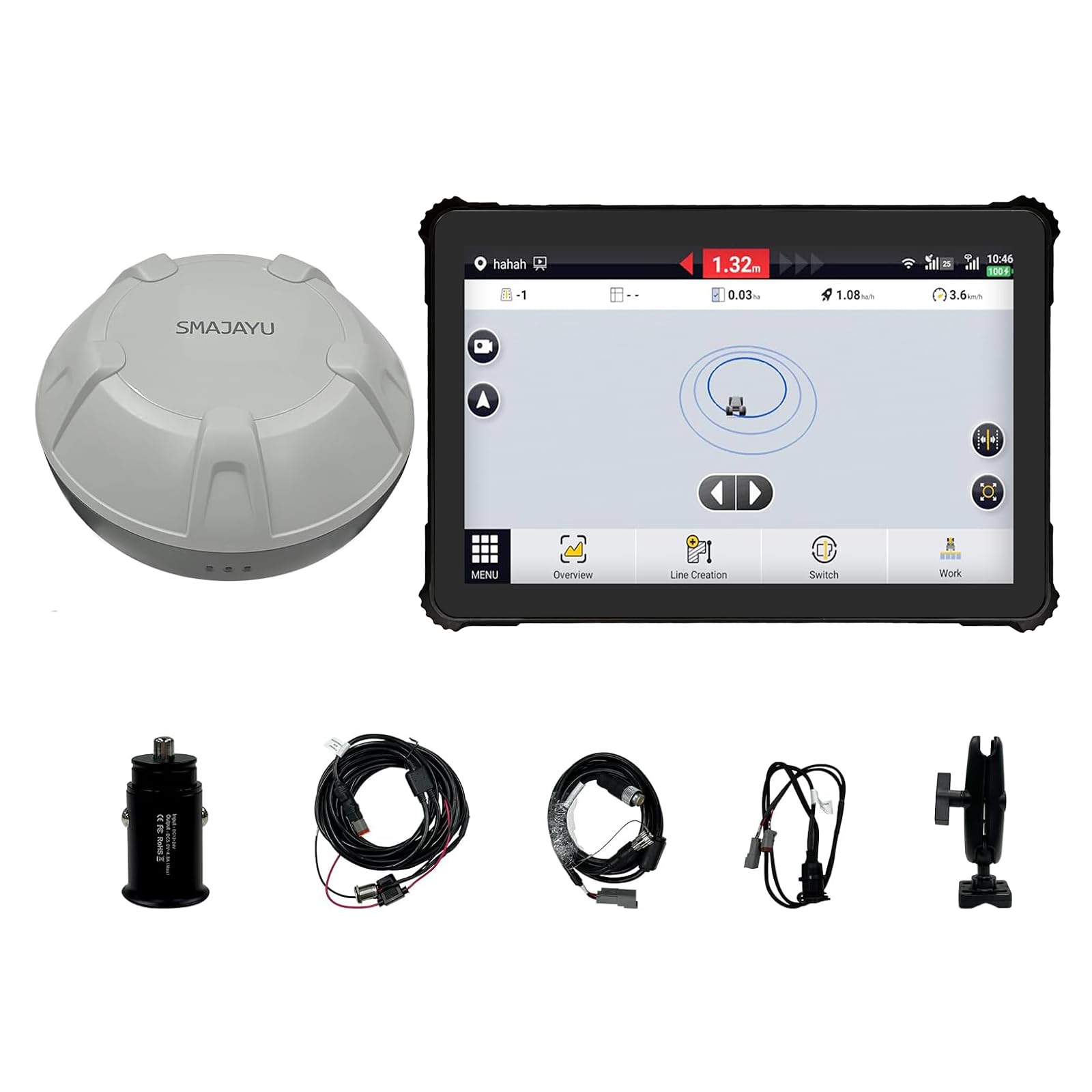 SMA10 Sistema di guida GPS per trattori per agricoltura, sistema di navigazione per agricoltura di precisione con PPP e SBAS, precisione di 10 cm con PPP, 2,5 cm con RTK, antenna GNSS anti-jamming