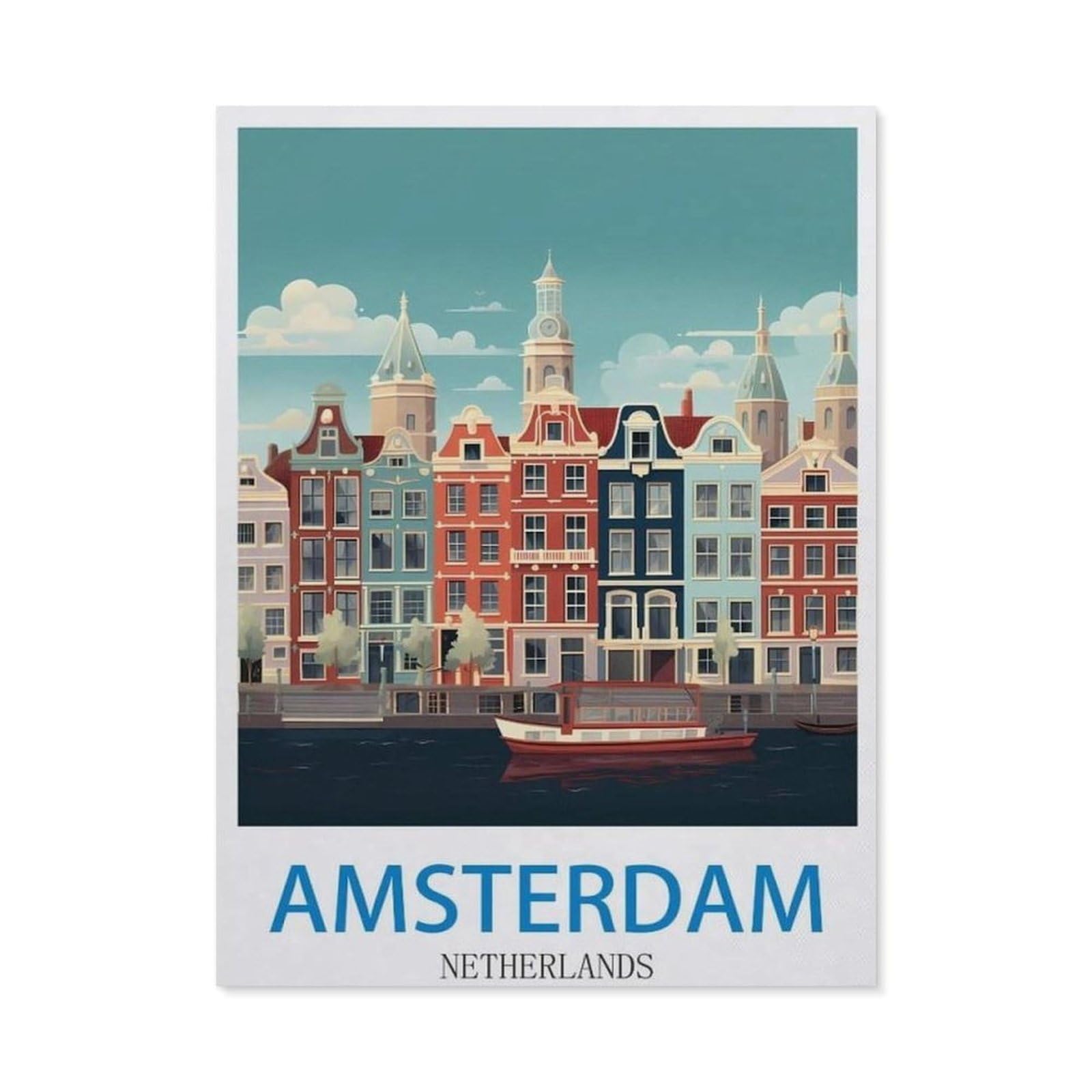 Amsterdam Netherlands，Funny Tin Sign Retro Metal Sign for Home Farm Toilet Restroom Washroom Wall Decor Gift(15x30cm）6x12 inch-EE72
