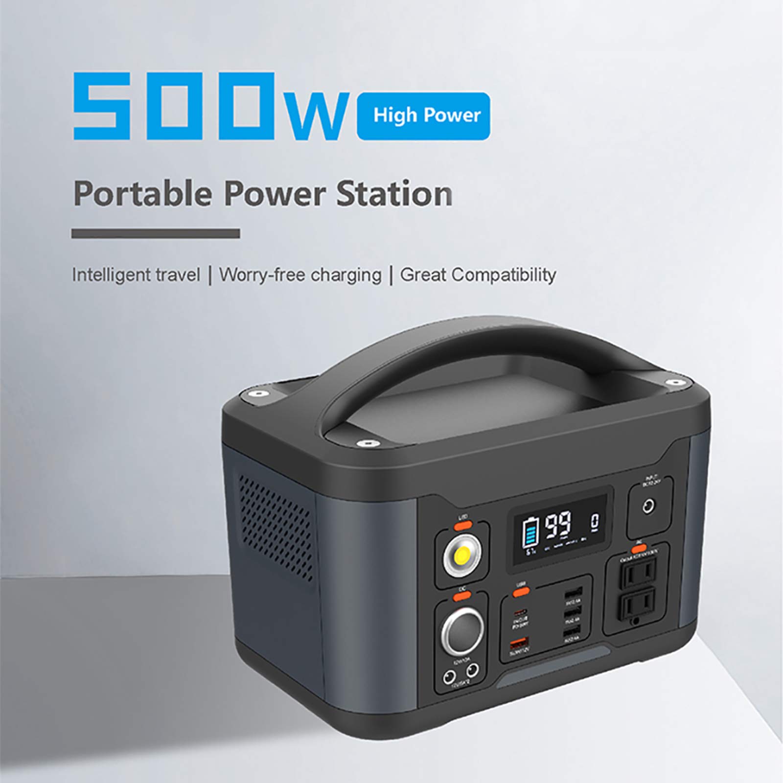 139200Mah 540Wh Power Station - Alimentatore di Emergenza Portatile di Backup con Torcia A LED per Campeggio, Casa, CPAP, Viaggi, All'aperto