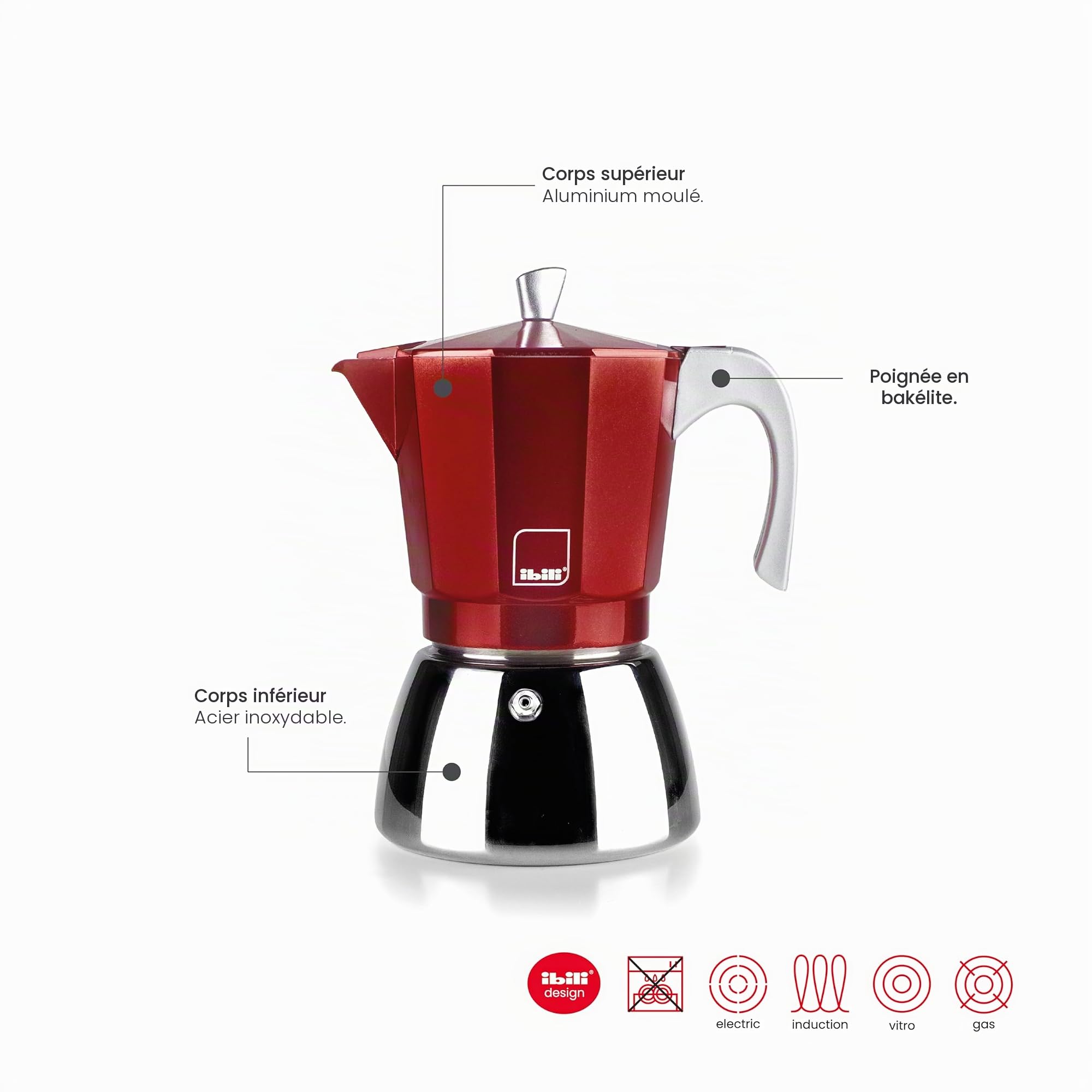 IBILI Cafetière Elba Red 12 tasses