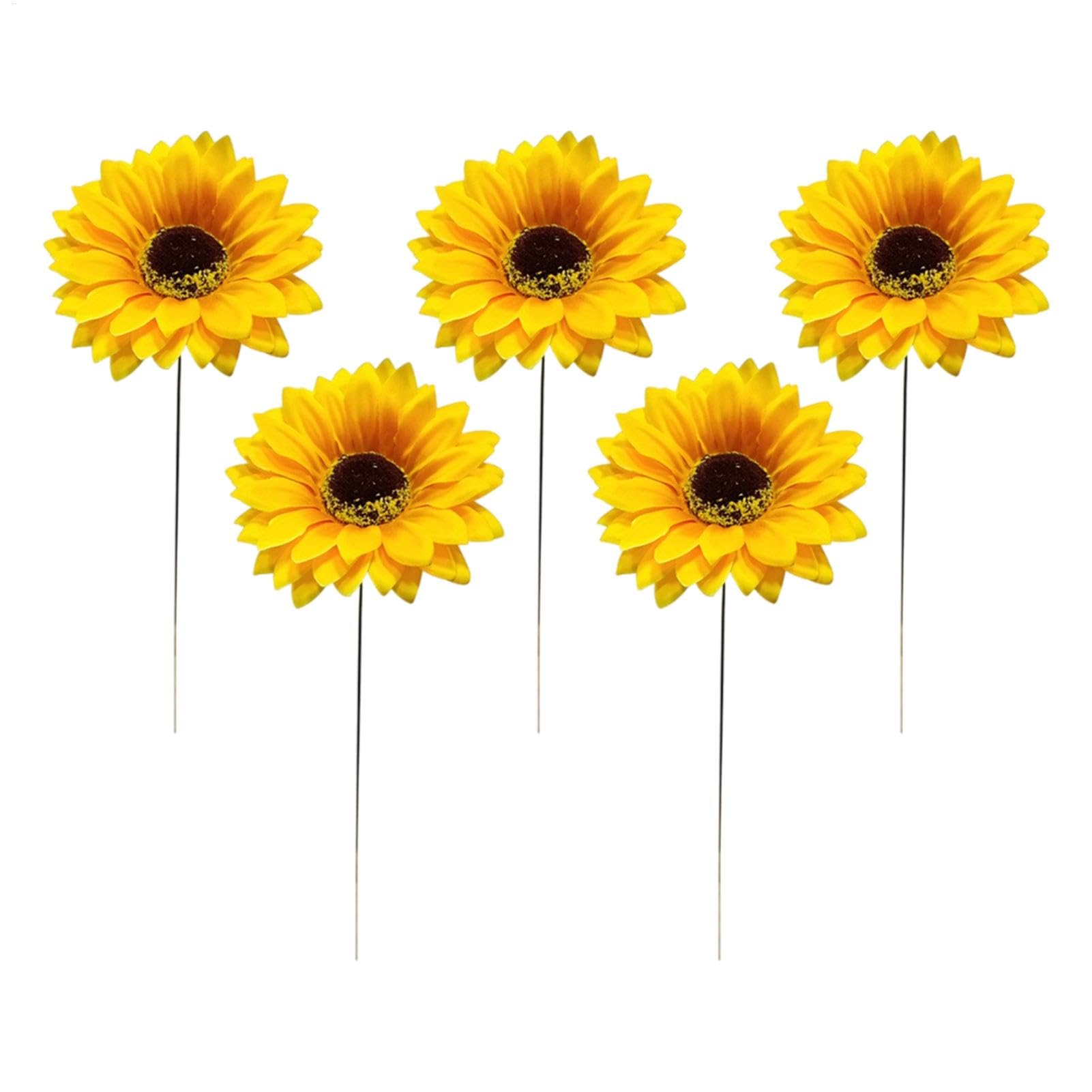Sunflower Garden Stake Set - 5X Metal Lawn Signs for Spring Decor - Decorative Yard Art and Flower Ornaments