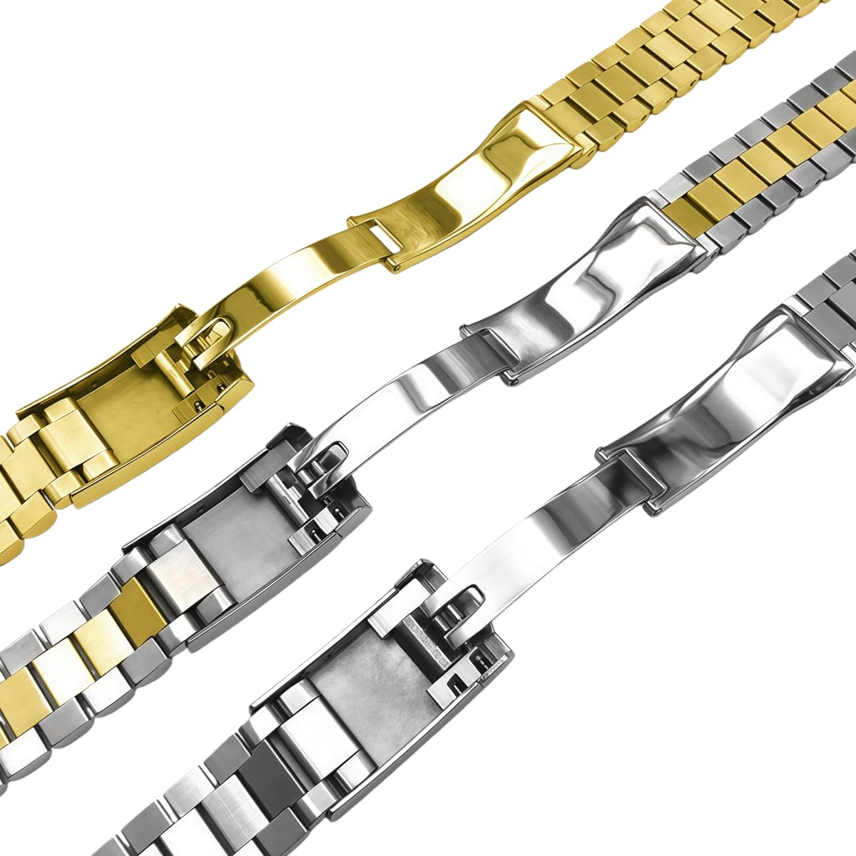 Cinturino Orologio Metallo Banda Ricambio Fibbia Nascosta 20mm 21mm Bracciale Maglie Massiccio per Rolex GMT - Master II - Argento + Oro 20mm