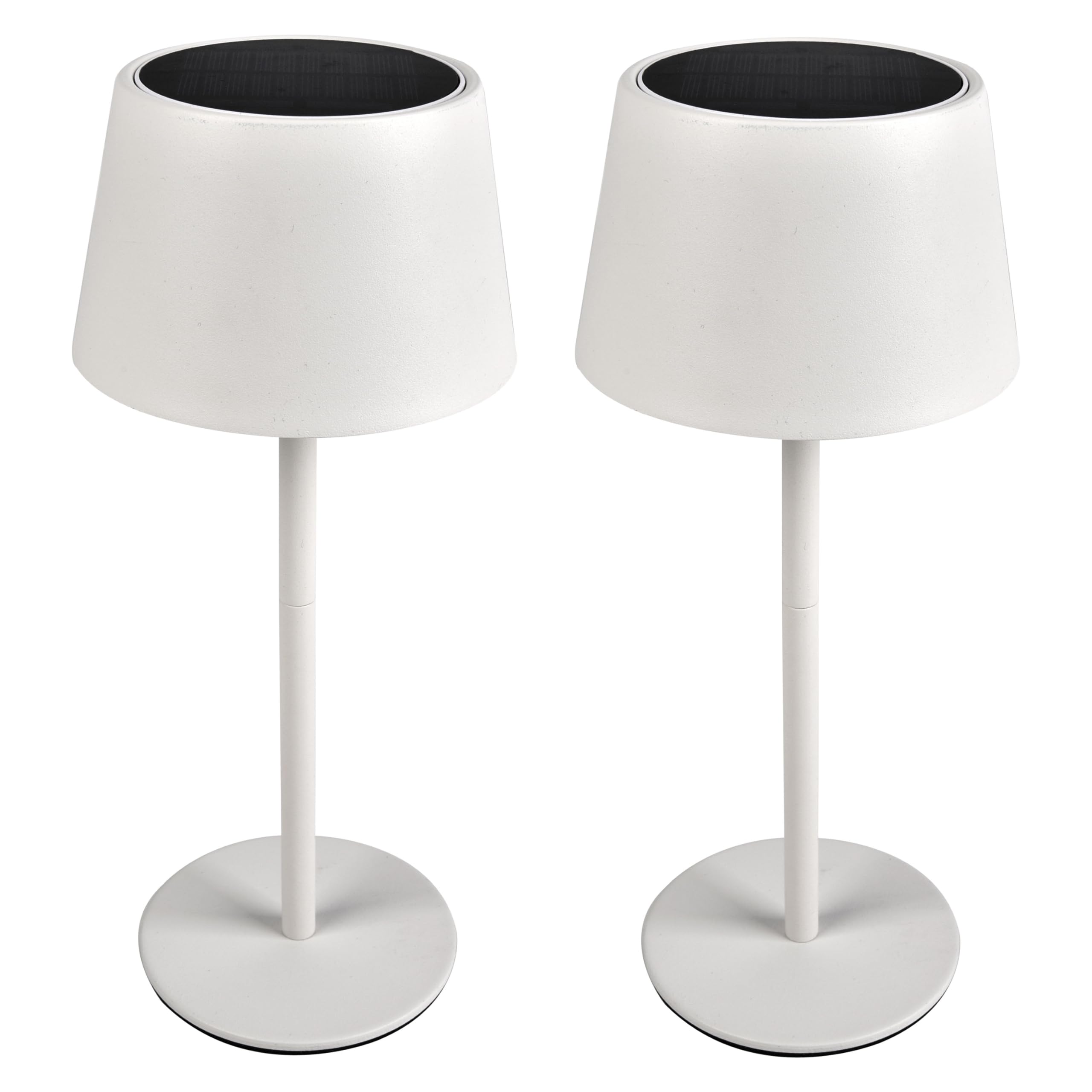 greenandco 2x lámpara solar de mesa LED, sin cable, recargable, regulable, control táctil, 3000-5000K, CRI 90, 2600mAh, apta para uso exterior, color: blanco