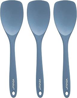 Upgrade Silicone Spatula Spoon Set,VOVOLY Heat Resistant Rubber Spoonula, Seamless Non-Stick Flexible Scrapers for Baking Mixing Tool,3 Pack,Starry Blue