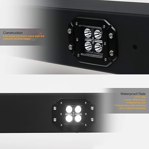 Miniatura 3 de 642167842477 Barra enrollable universal ajustable para caja de camioneta con tercera luz de freno y 2 barras de lámparas de trabajo LED y 6