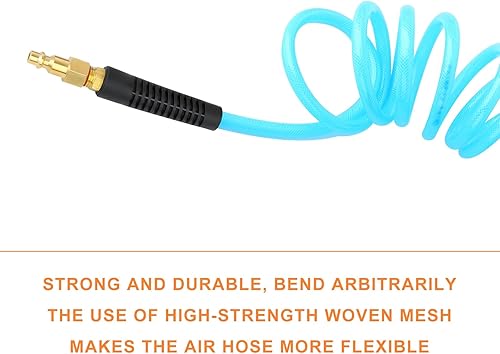 Miniatura 3 de GASHER Manguera de aire de retroceso de poliuretano reforzado de 14" x 25FT con restrictor de curva, acoplador rápido industrial de 14" y enchufe