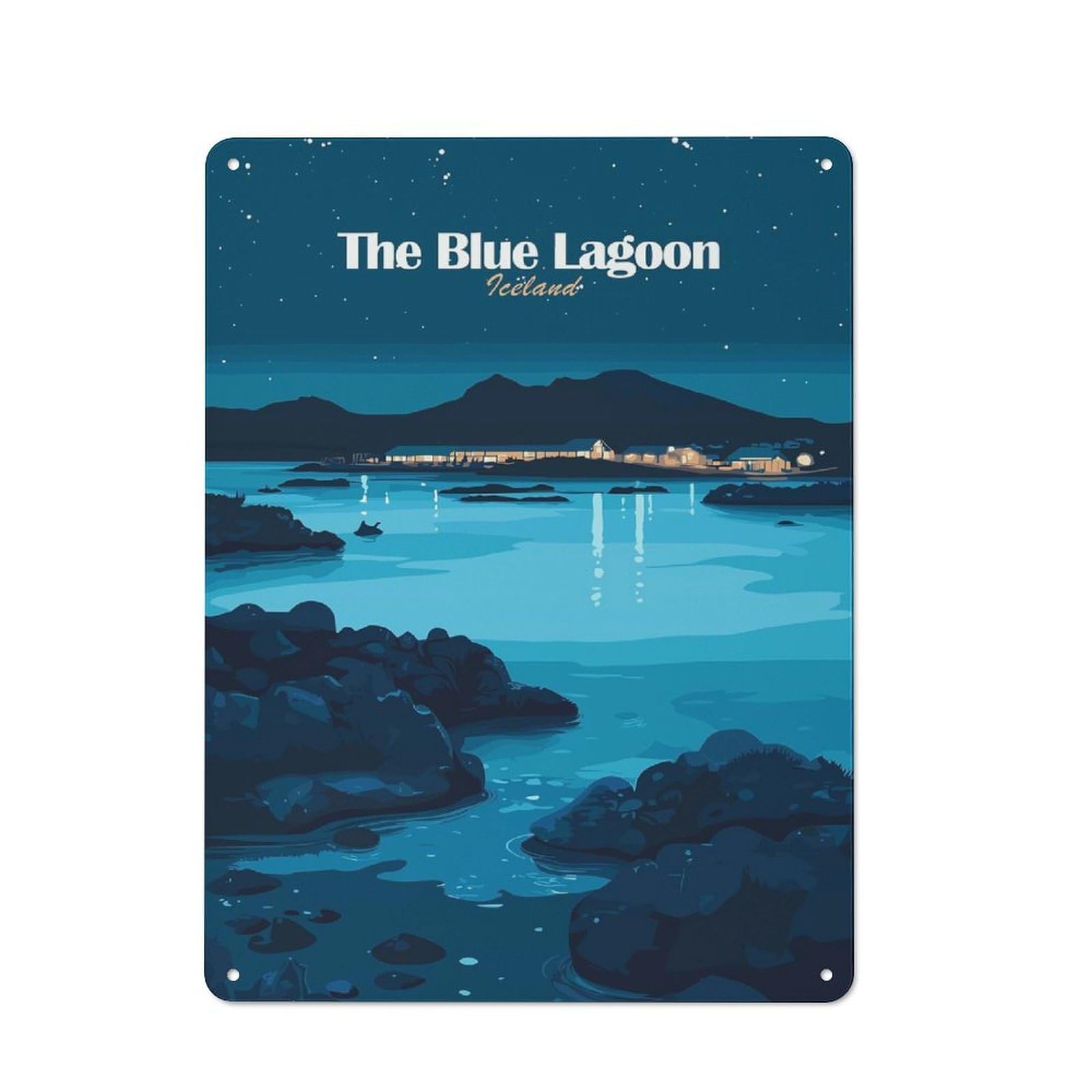 Junmoney Style-20 The Blue Lagoon, Iceland Cafe Metal Sign 40X30cm, Bistro Style Bistro Wall Plaque For Coffee Bar, Small Shop Or Dining Room