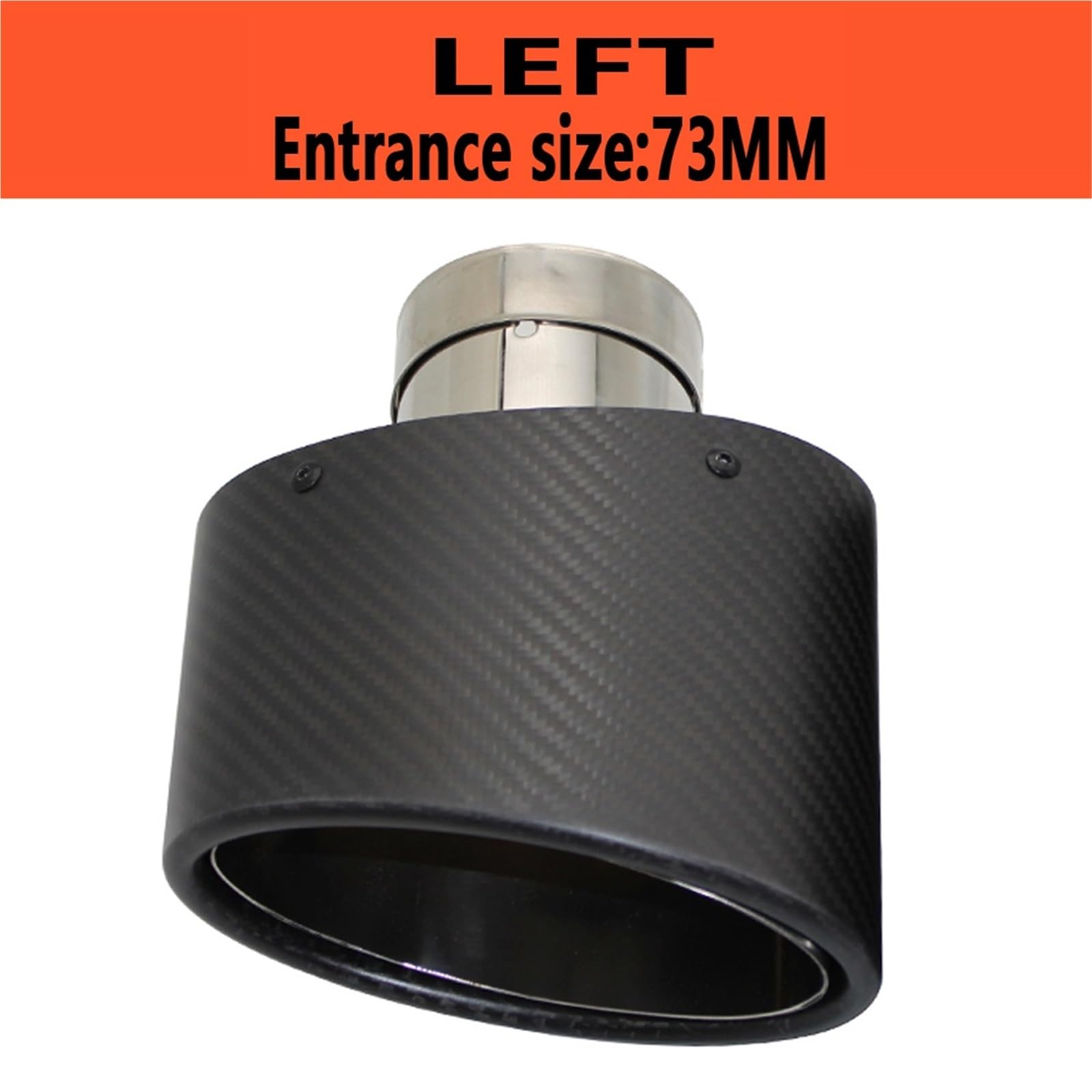 Car Silencer Universal Car matowa końcówka tłumika z włókna węglowego dekoracja dyszy rury wydechowej stal nierdzewna srebrny owalny 150mm przechylanie lewy prawy(Left 73MM)