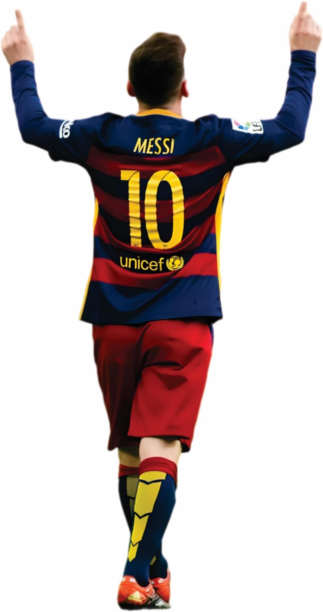 Messi Soccer Barcelona fc Samba Chelsea Real Madrid Star Sticker for Vinyl Waterproof Laptop Water Bottle Stickers for Adults Boys Girls Teen Size: 4x2.25 inch (2PCS)., Red ,Blue ,Yellow