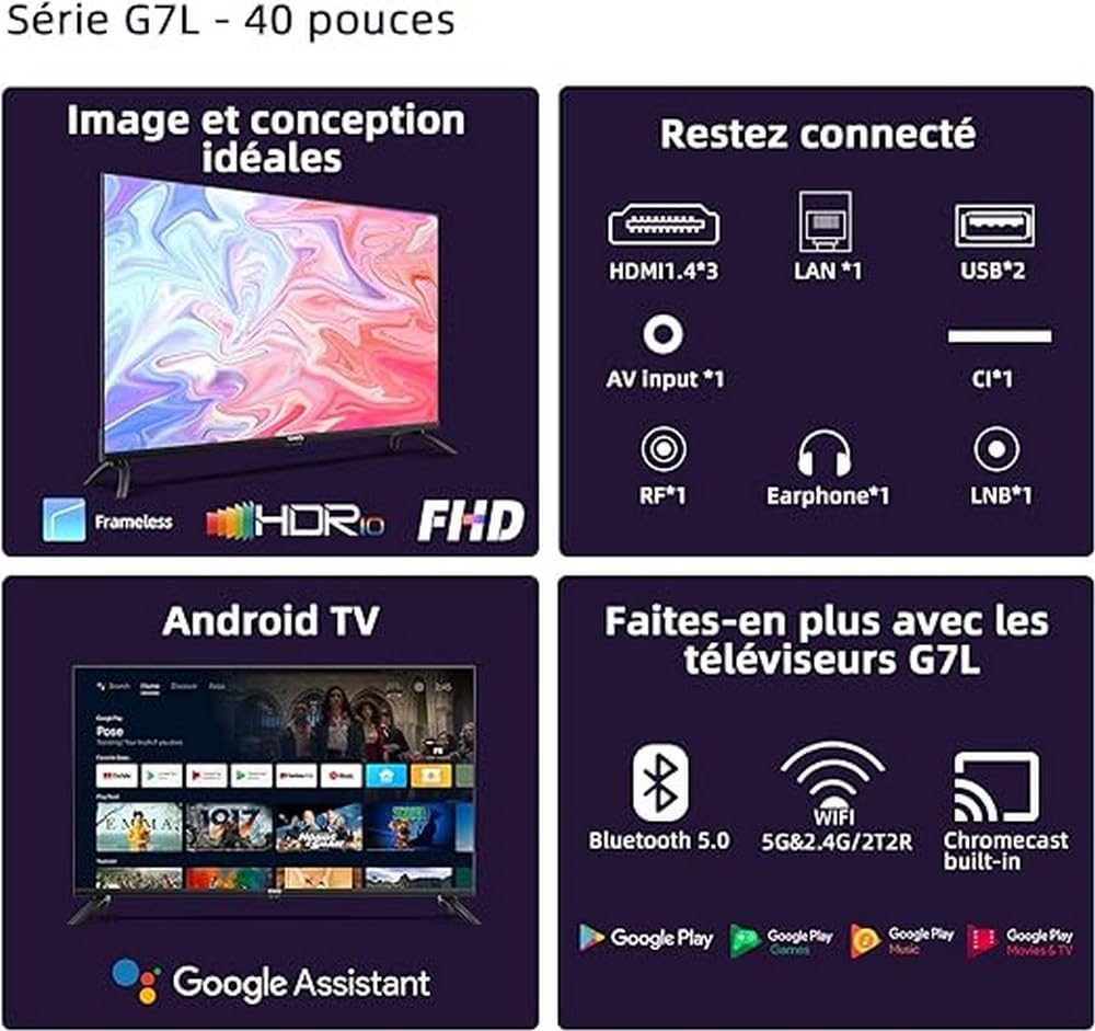 CHIQ L40G7L 40 Inch (100 cm) 2K FHD Frameless Android TV 11, HDR