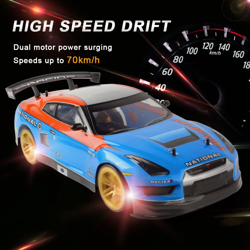Buggy RC ad Alta velocità da 70 km/h, Veicolo RC antirollio a Quattro Ruote motrici, Auto da Corsa telecomandata a deriva da Arrampicata, macchinina elettrica da 2,4 GHz, Due batterie, Regalo