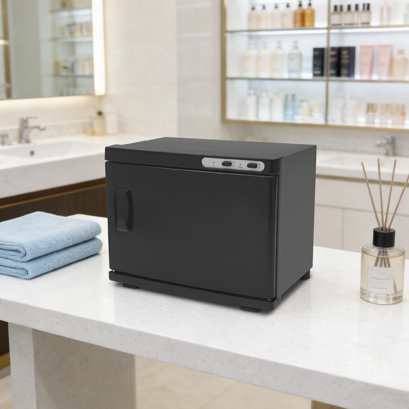 Scaldasalviette da 23 l, 80 °C + UV, per salone e famiglia (nero)