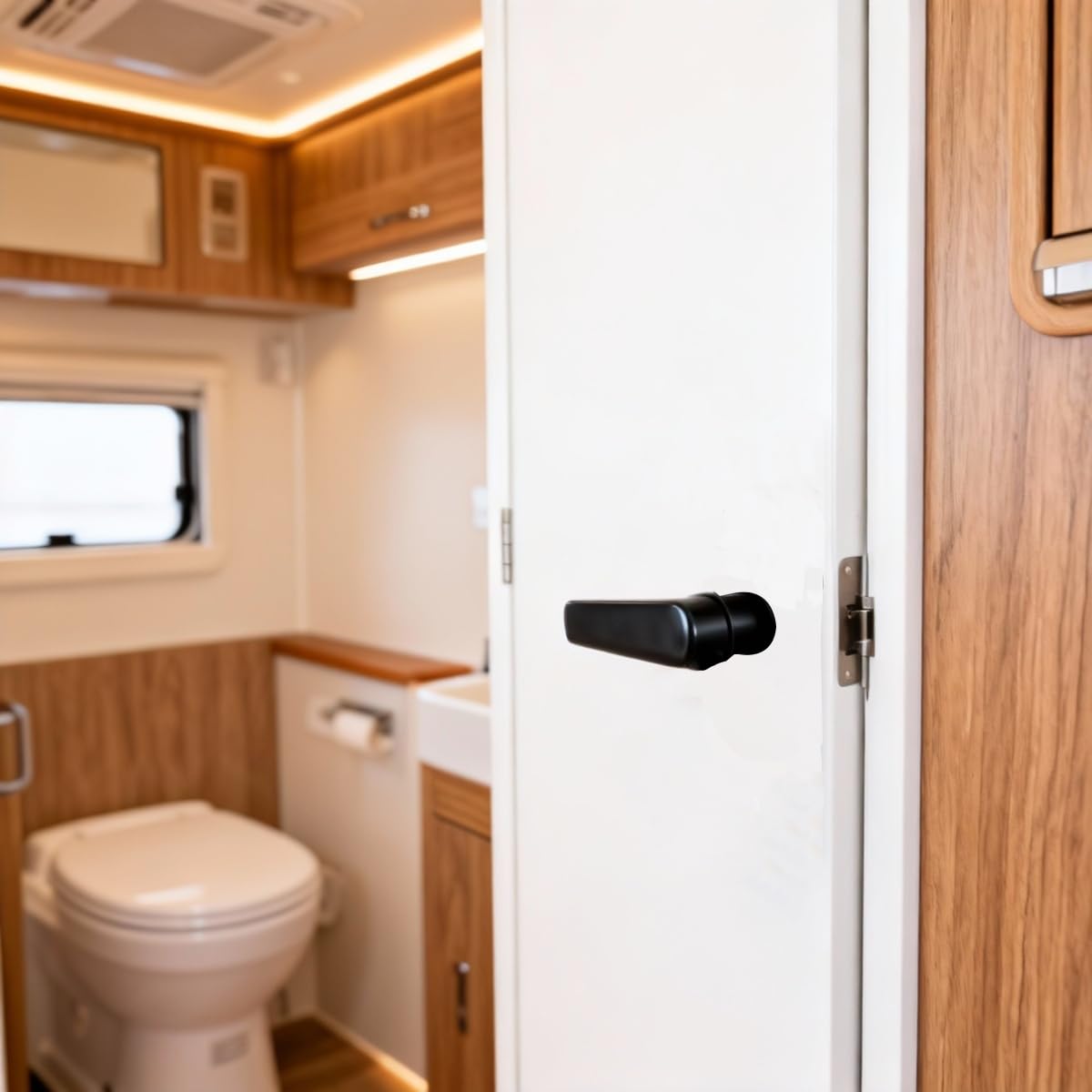 Türgriff mit Hebelverschluss, schwarz, für Wohnmobil-Badezimmer-WC-Türen, Wohnwagen, Boote, Wohnmobile und Yachten
