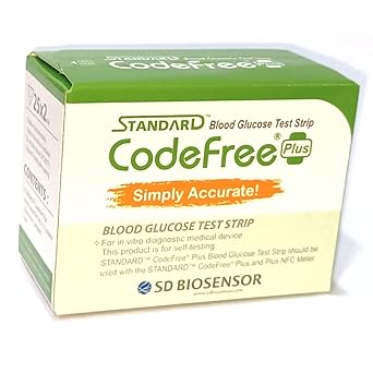 Standard Codefree Plus Blood Glucose Monitoring System 50 Glucometer Strips