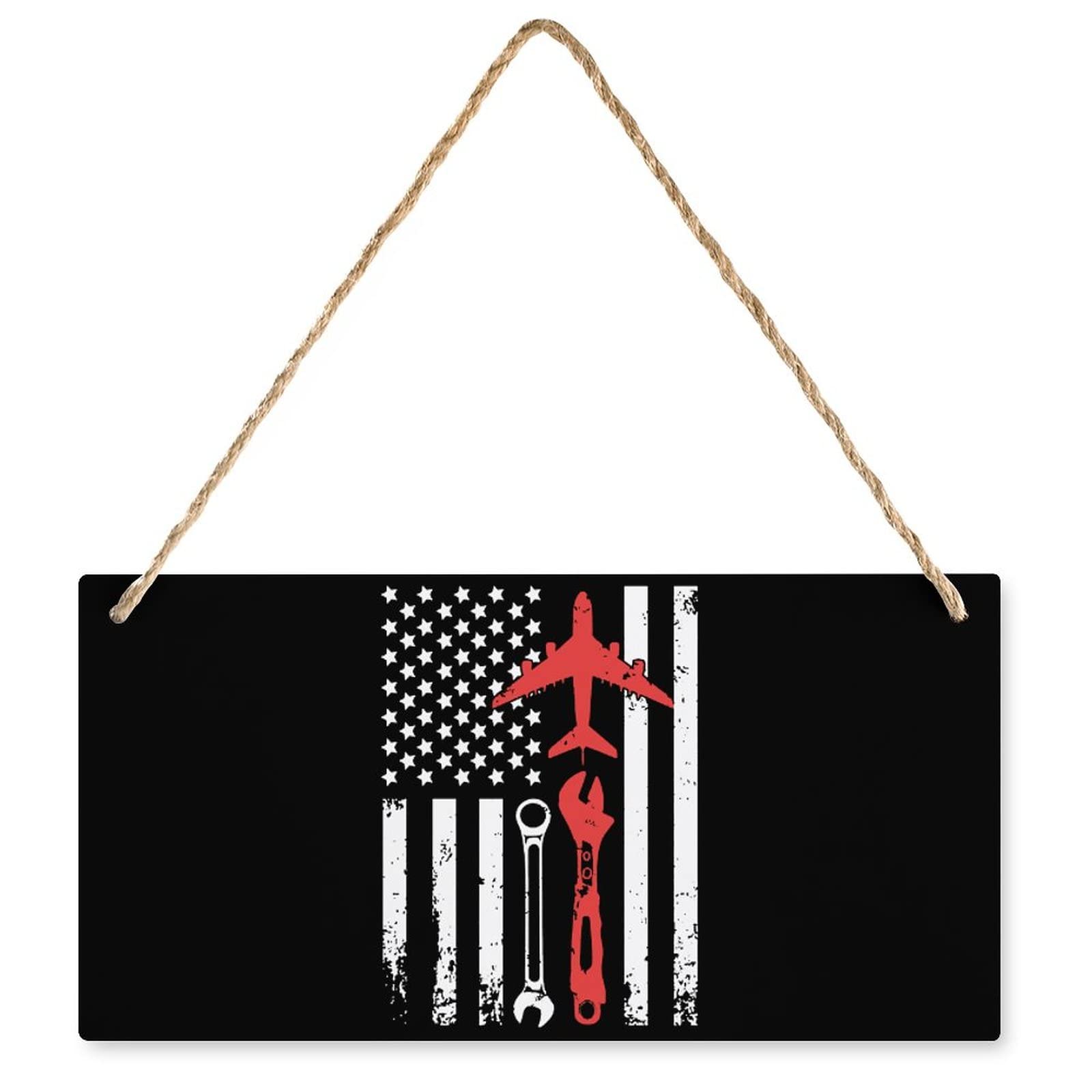 Drapeau américain mécanicien avion panneau bois idée cadeau déco murale