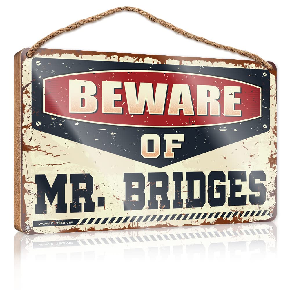 FZFN Decor Signs Beware Of Mr. Bridges Wooden Sign Wood Plaque Sign Front Decorative Wooden Sign(15X28CM)