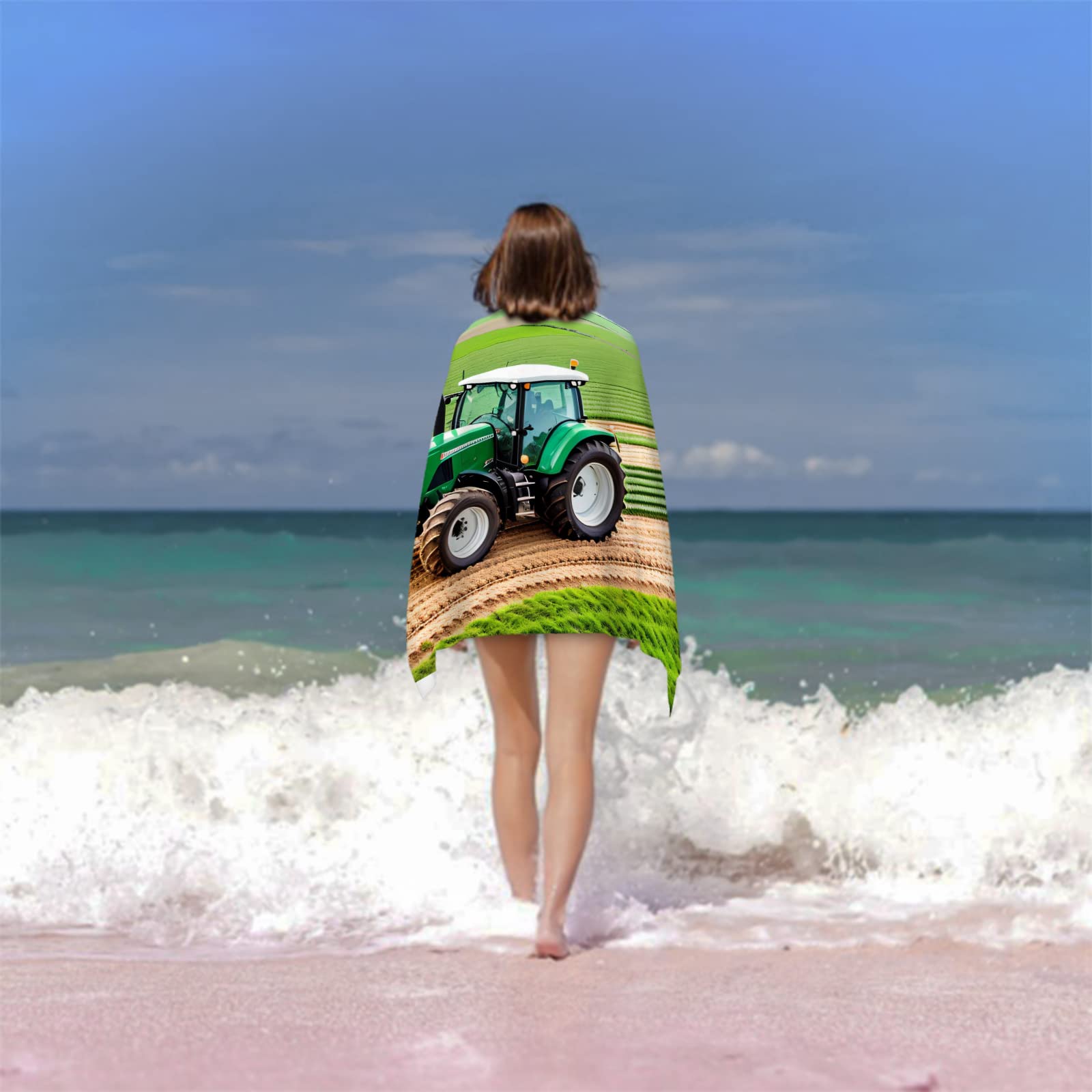 Beach Towel With Car & Tractor Print – Super Absorbent Microfiber, Quick-Dry, 52x32 Inches - View #6