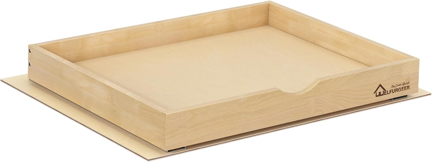 WelFurGeer Premium Birchwood Pull-Out Cabinet Drawers, 26" W x 21" D Pull Out Cabinet Organizer, Heavy-Duty Cabinet Organizer with Easy Installation, Space-Saving Pullout Drawer for Home & Kitchen