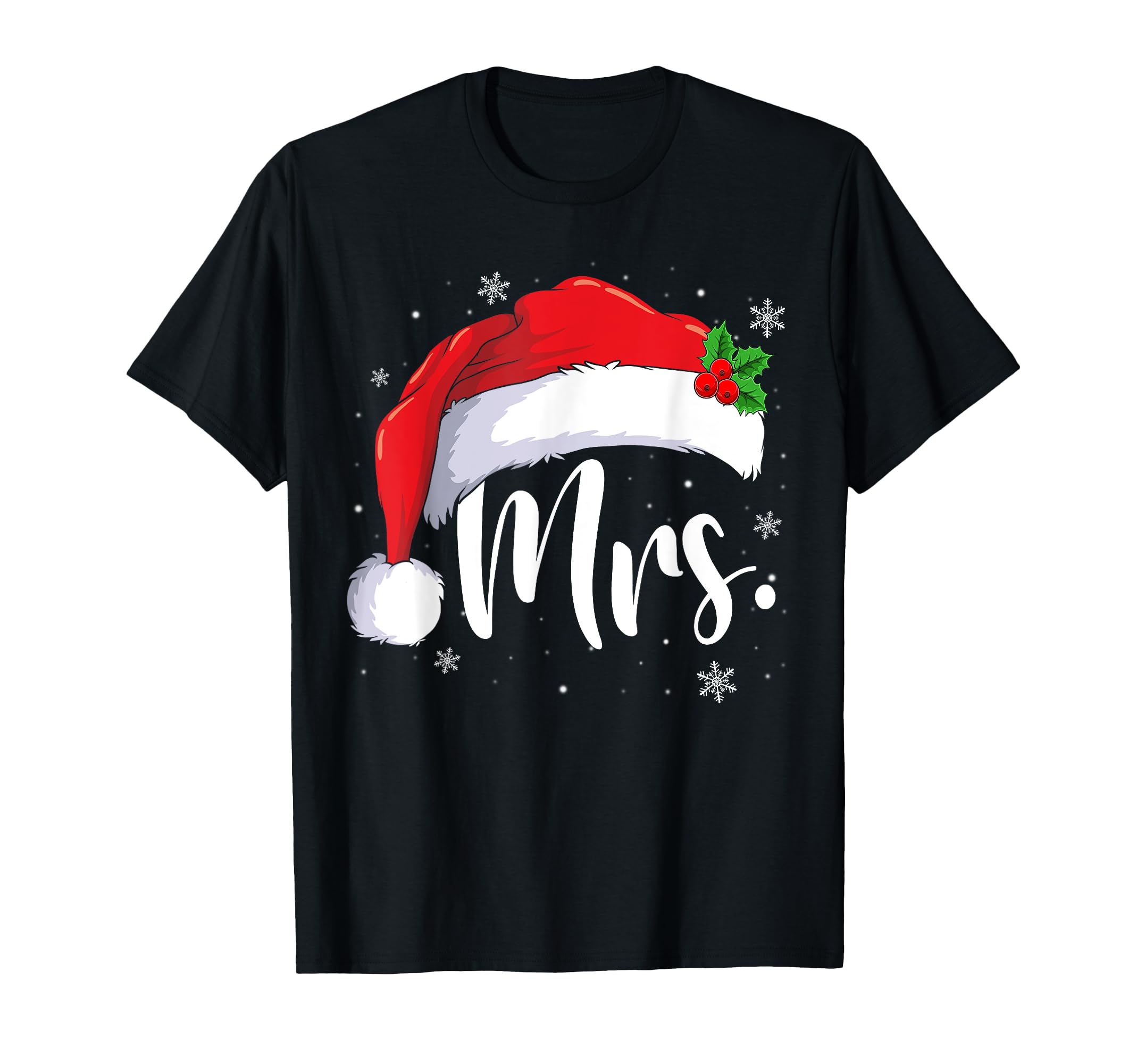 Mr and Mrs Claus Couples Matching Christmas Pajamas Santa T-Shirt