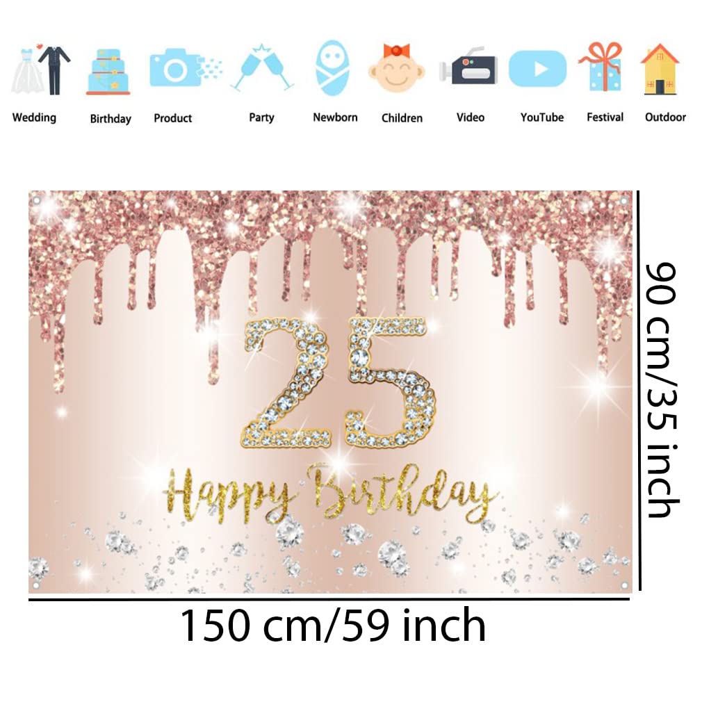 I'm 25 Bitches! Gold Glitter Banner – 25th Birthday Party Decor, Pre-Strung & Ready To Hang - View #5