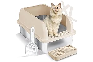 Chenove Extra Large Stainless Steel Cat Litter Box