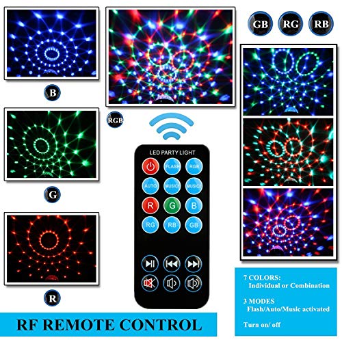 Coidea E-CBT-DJ023-US Disco Ball Disco Lights-Coidea Party Sound Activated Storbe Light With Remote Control Dj Lighting,Led 3W Rgb Light Bal, Dance Lightshow For Halloween Home Room Parties Kids Birthday Wedding Show thumb #1