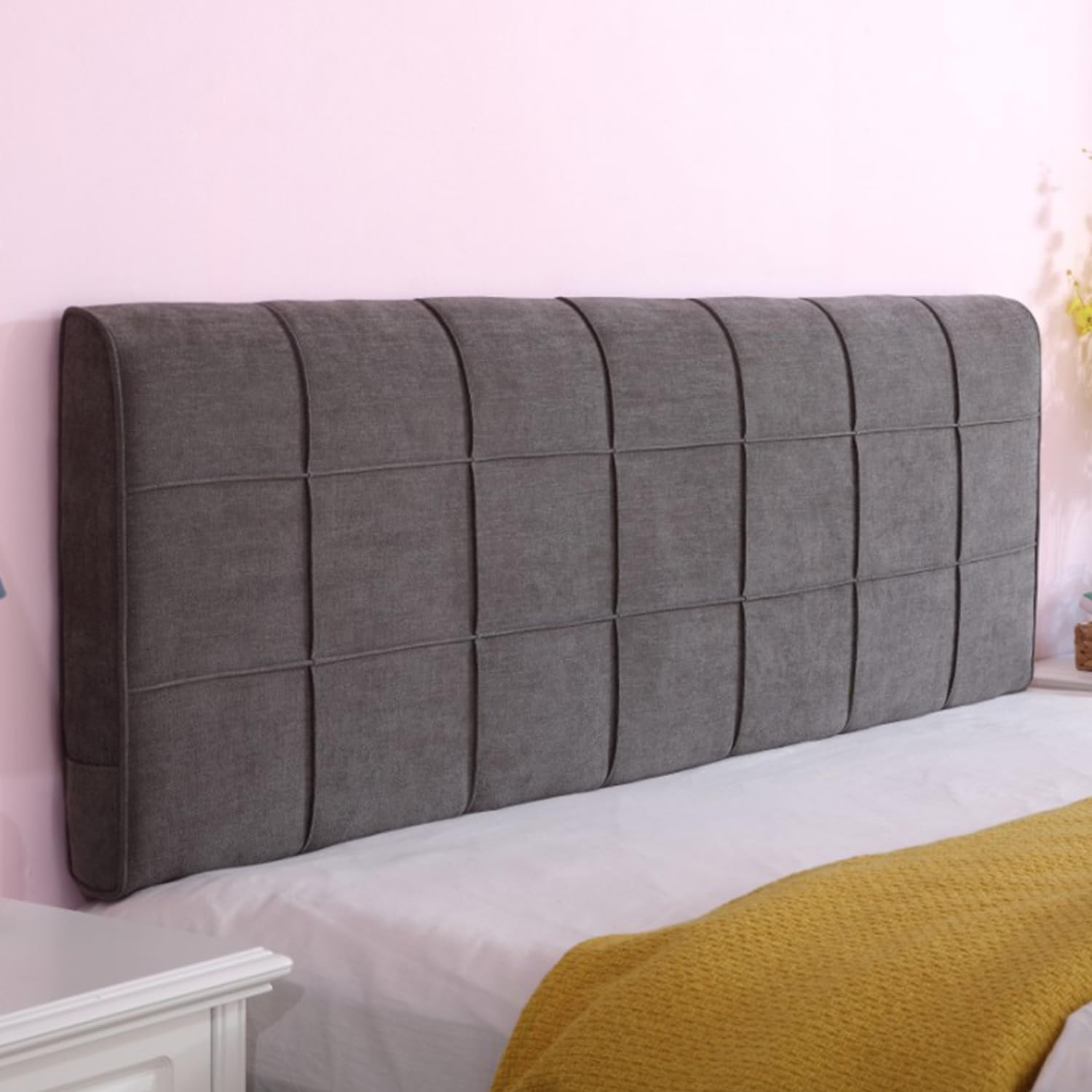 Large Headboard Cushion Wall Bolster Bed Rest Pillow Reading Pillow Lumbar Support Backrest for Dorm Room Daybed Bunk Bed Upholstered with Washable Cover,Gray1,No Bedside 71"