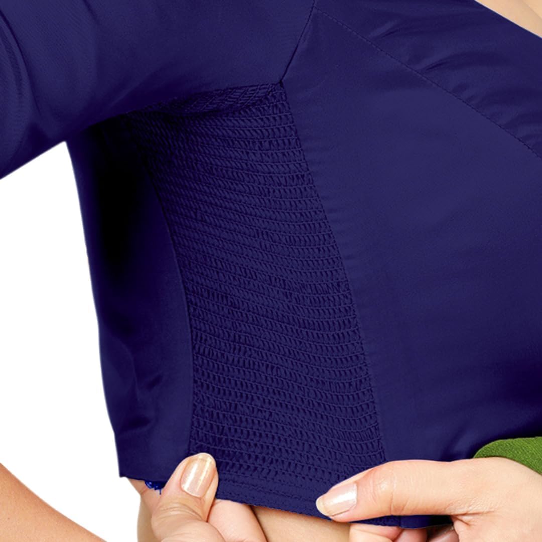 Chandrakala Stretchable Silk Saree Blouses for Women with Elastic Sides,Readymade (B219-P) - Image 5