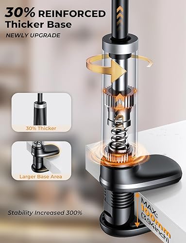 Miniatura 3 de Soporte para teléfono con cuello de cisne para tableta base giratoria, brazo flexible ajustable con 2 clips, soporte para tableta compatible con