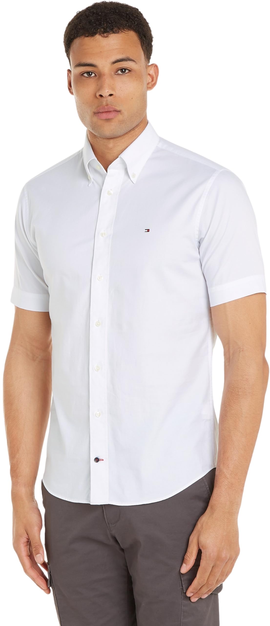 Tommy Hilfiger Camisa Hombre Oxford Camisa informal, Weiß (Blanco), 41