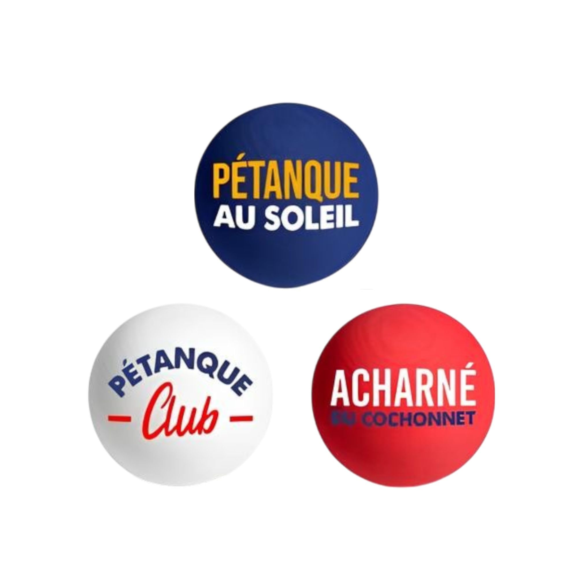 THE REPLICANT Lot De 3 Cochonnets Pétanque Club – Bleu, Blanc, Rouge, Messages Personnalisés En Bois De Qualité