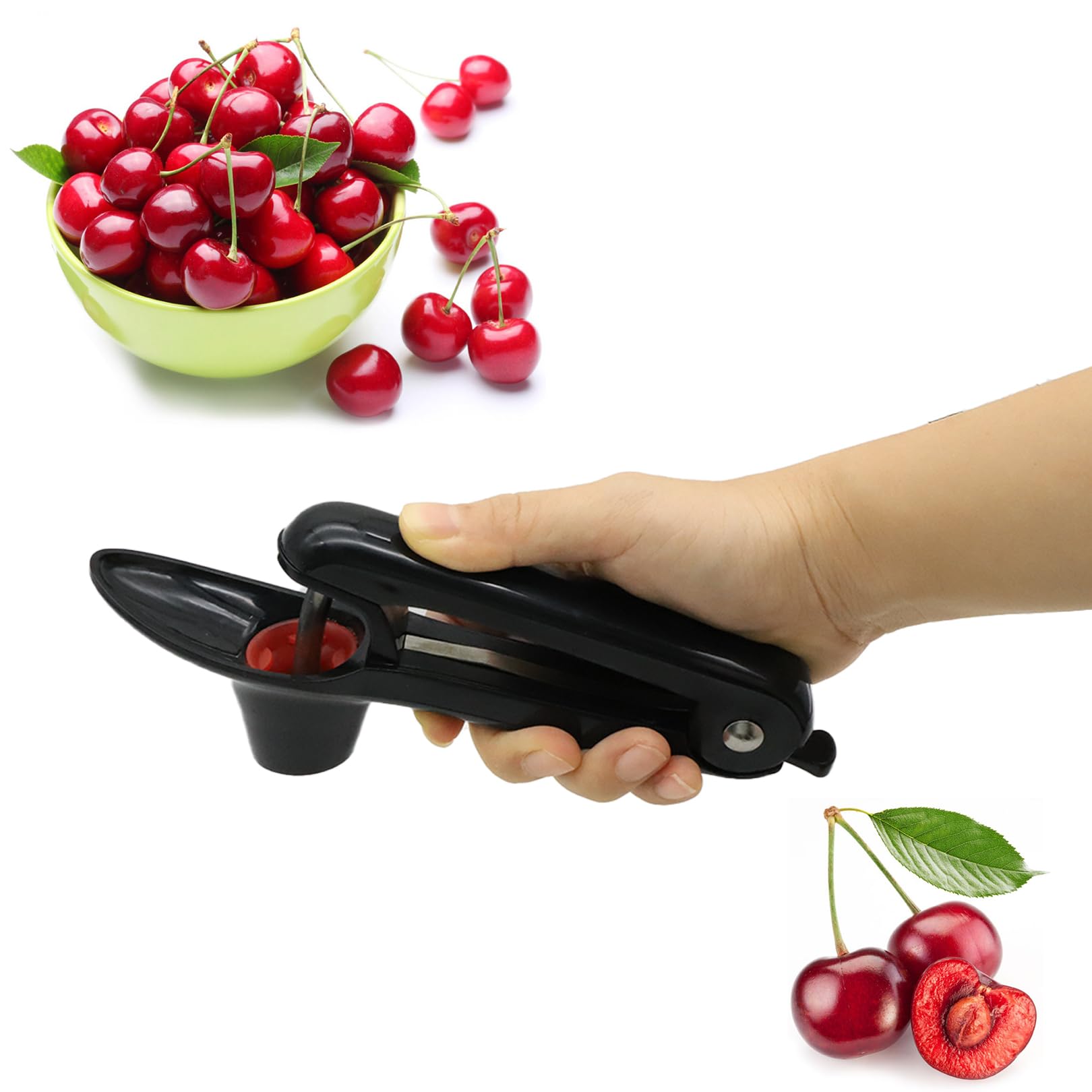Extracteur De Jus Dénoyauteur Cerises GWCLEO - Silicone Alimentaire - Acier Inoxydable - Pour Confiture Et Cuisine - Noir Dénoyauteur Fruits