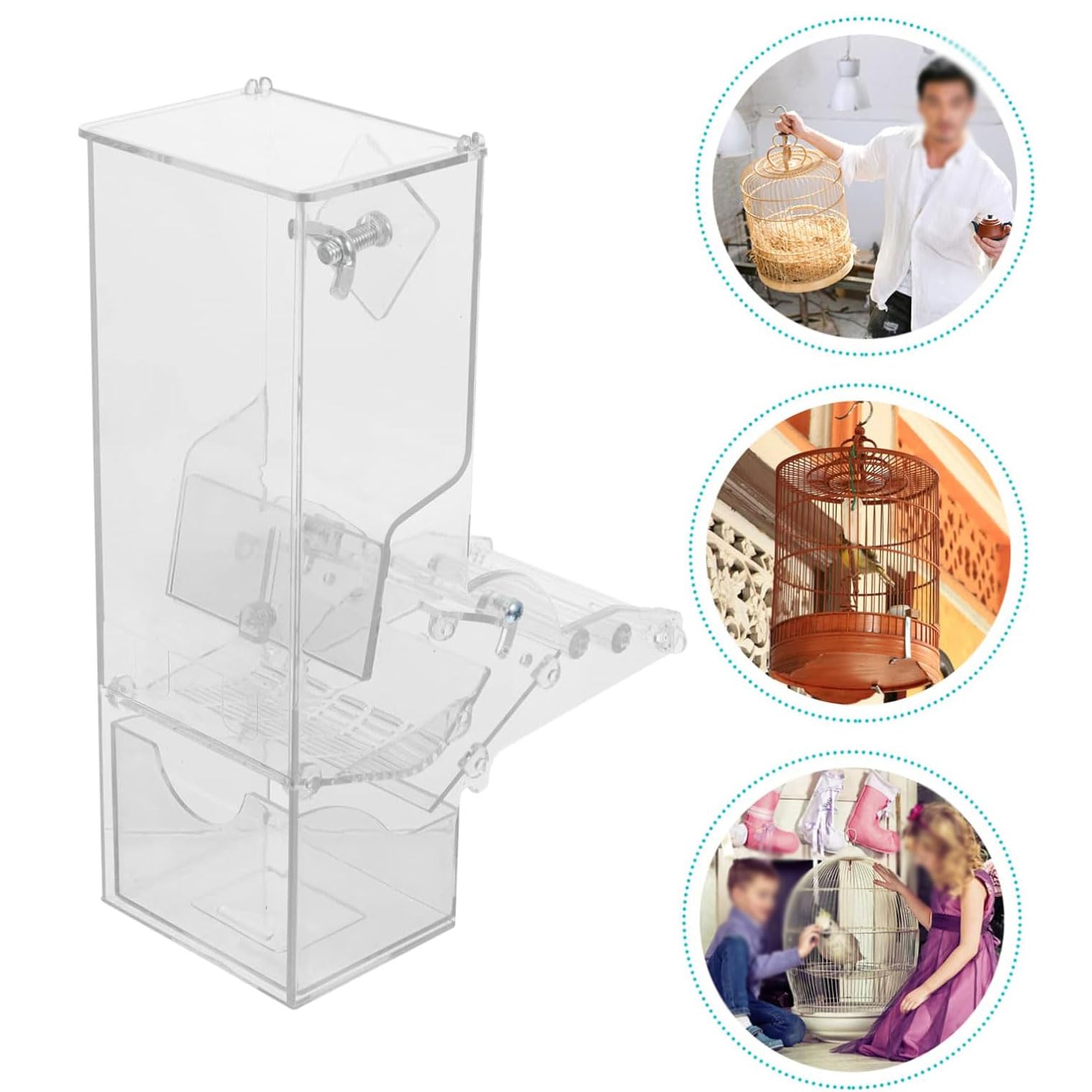 esmen Comederos Comederos para pájaros Transparentes de Gran Capacidad, comedero para pájaros Silvestres a Prueba de derrames, alimentador automático para pájaros para decoración de Jardines