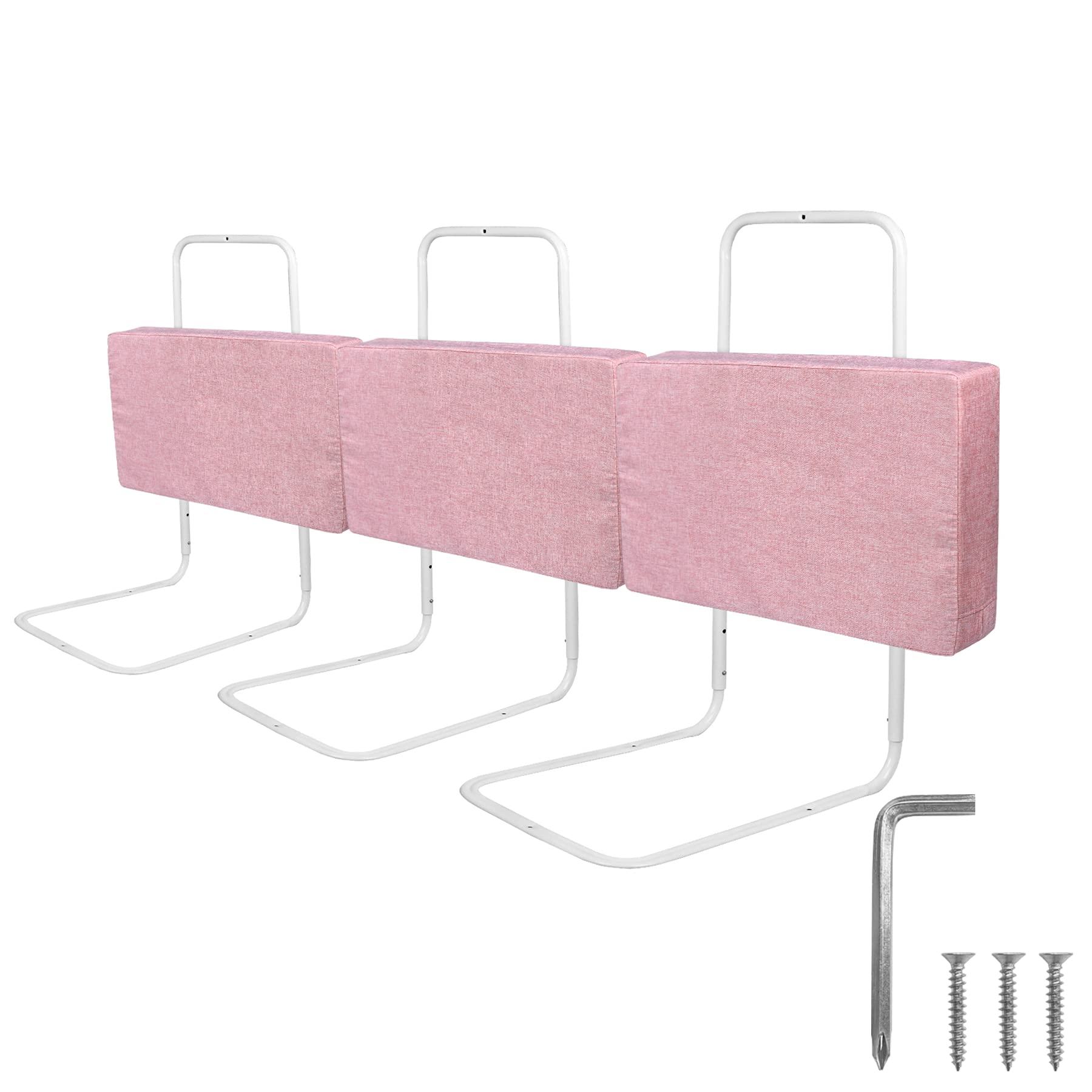 Froadp 180cm Lettino Laterale Anticaduta Sponda Letto Soft Pack per Bambini in Lino Ringhiere per Bambini Sponda Letto Portatile Regolabile in Altezza Protezione Bordo Letto per Lettino(Rosa Ciliegia)