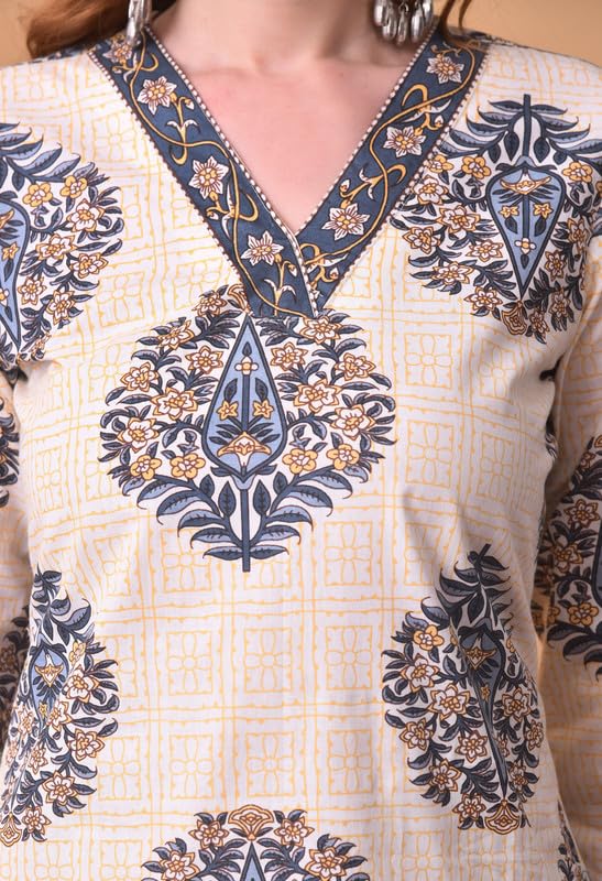 Image of Daevish Cotton Floral Printed Casual Straight Kurta for Women | Women Formal Kurta