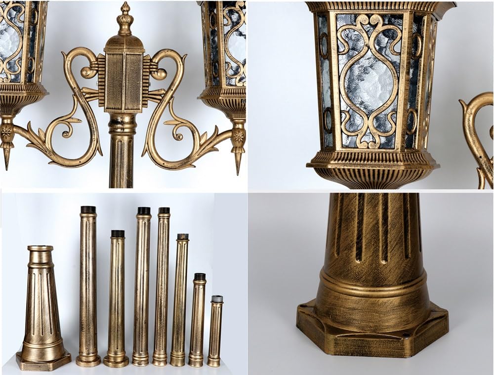 Genérico Farola tradicional de bronce con 2 postes de luz