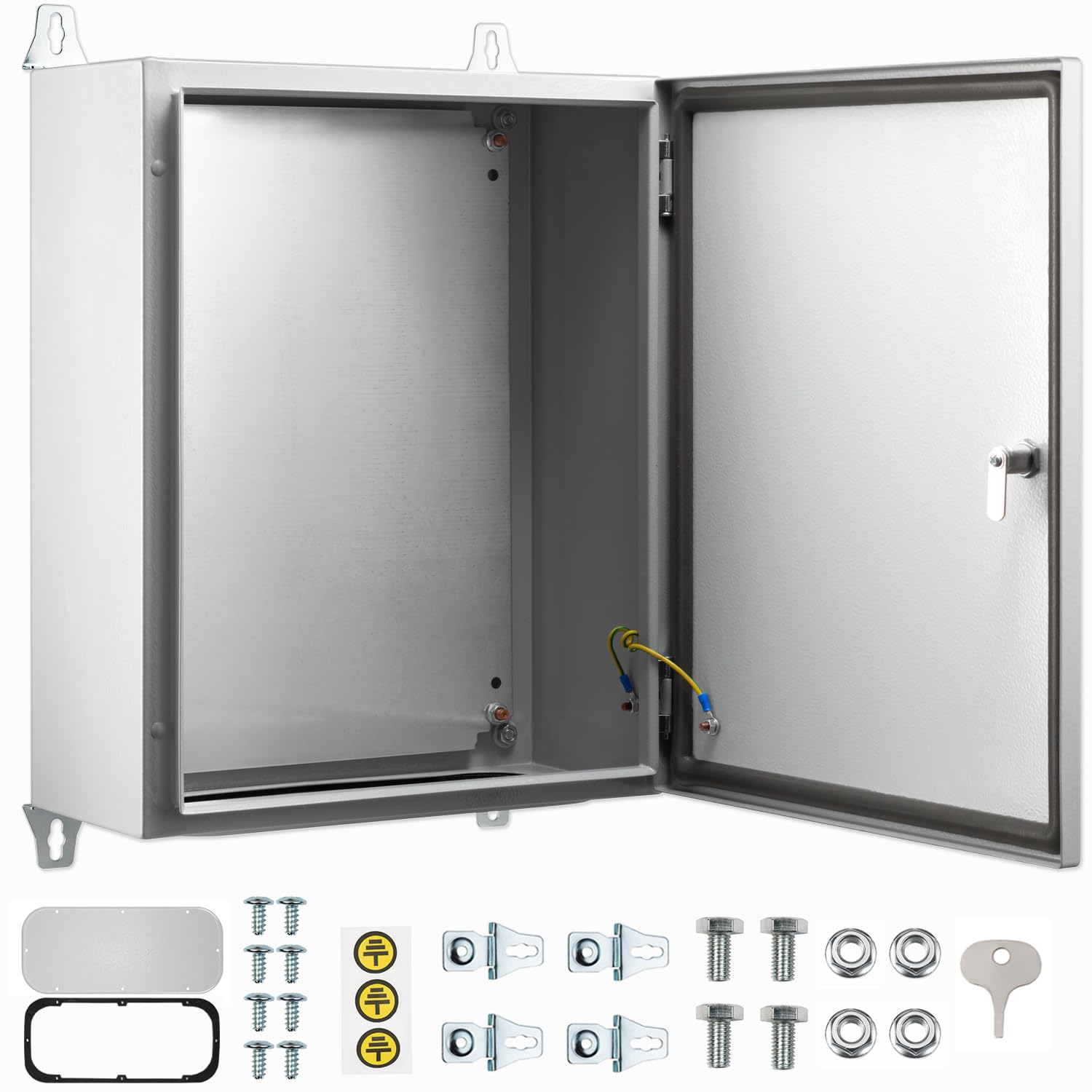 QILIPSUNEMA Metal Electrical Enclosure Box, 20"x16"x8" Grey IP65 Waterproof Steel Junction Box for Projects