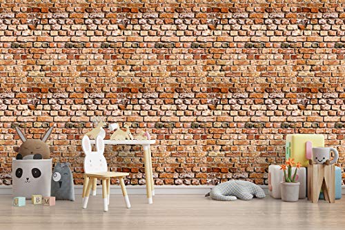 Image of DWELLSINDIA Brown 3D Brick Self Adhesive Wallpaper Waterproof, Scratch Resistant, Laminated 41cmx244cm