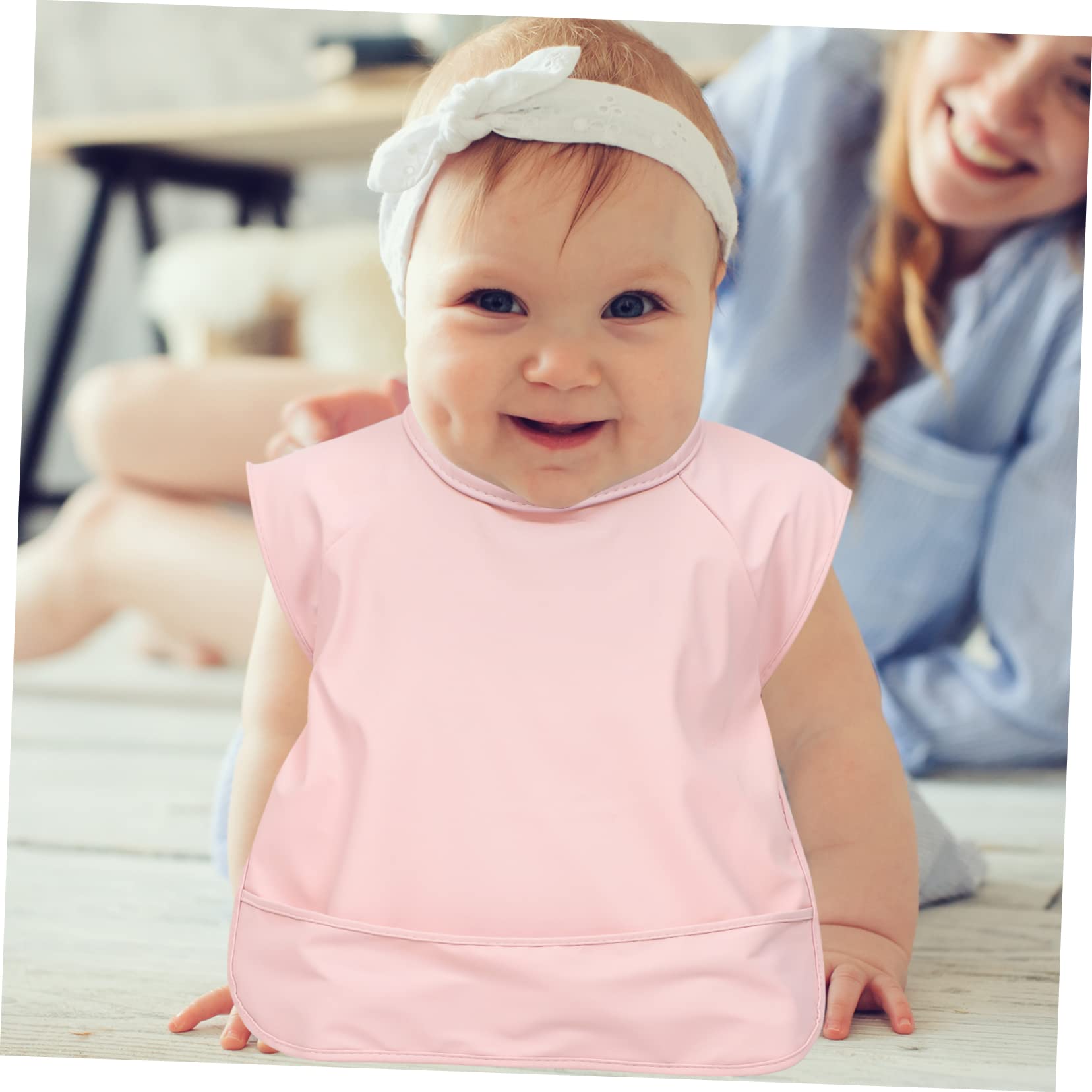 Gatuida 2 piezas Baberos Impermeables para Bebés Sin Mangas PU con Bolsillo para Comida Delantal para Alimentación y Babero Guardería para Pequeños