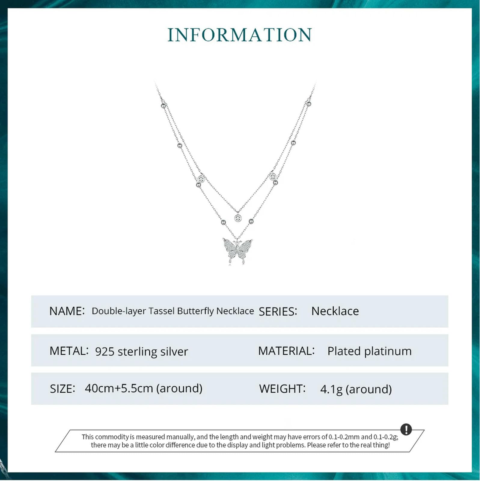 Collar Con Colgante De Mariposa Y Borla De Doble Capa De Plata De Ley 925 Para Mujer, Regalo De Compromiso, Joyería Fina